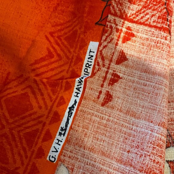 Vintage Royal Hawaiian Shirt Mens floral orange button up 60s 70s - Picture 5 of 8